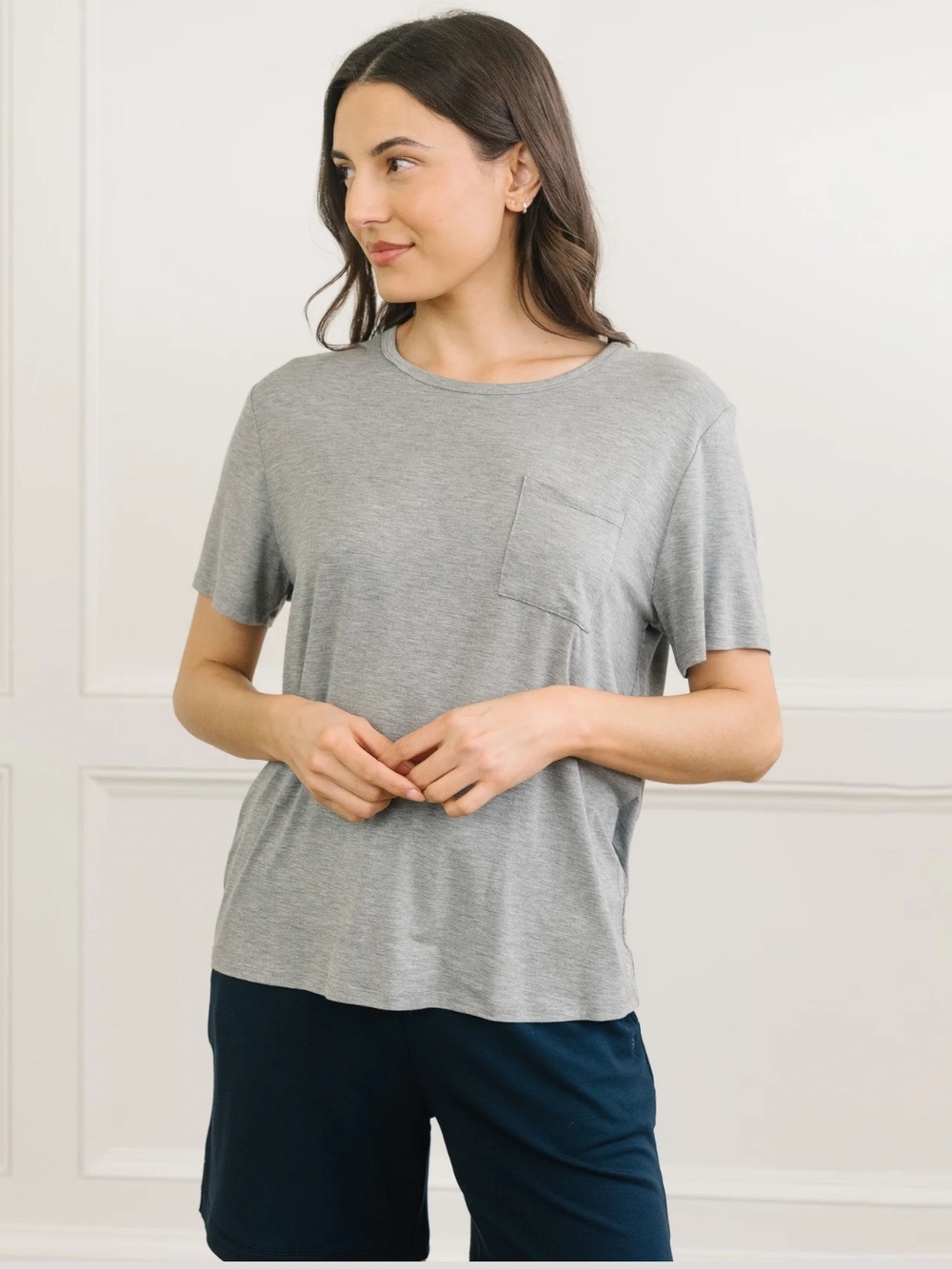 Cozy Earth  Bamboo Stretch-Knit Lounge Tee - Last Chance - Grey
